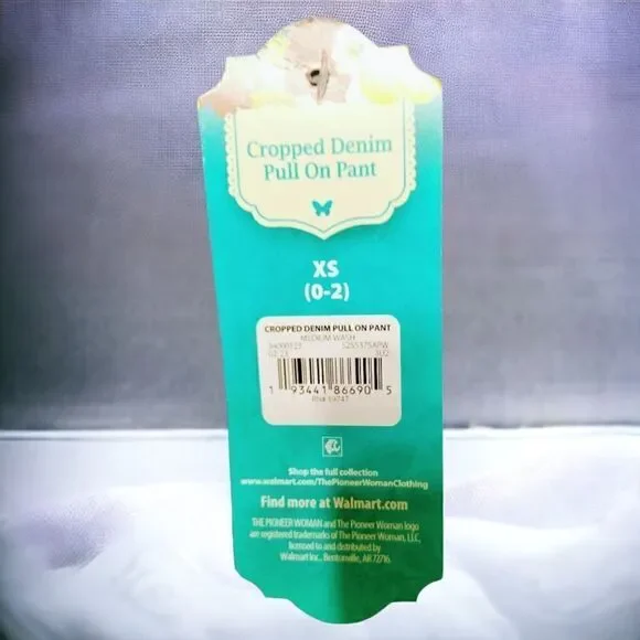 PIONEER WOMAN JEANS CROPPED DENIM Pull-On  Medium Wash XS - Picture 8 of 8